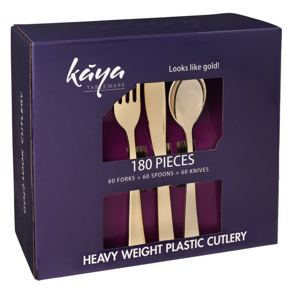 180 piece Kaya Collection plastic cutlery set