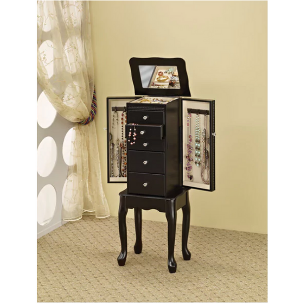 Jewelry Armoire with Flip-Top Mirror