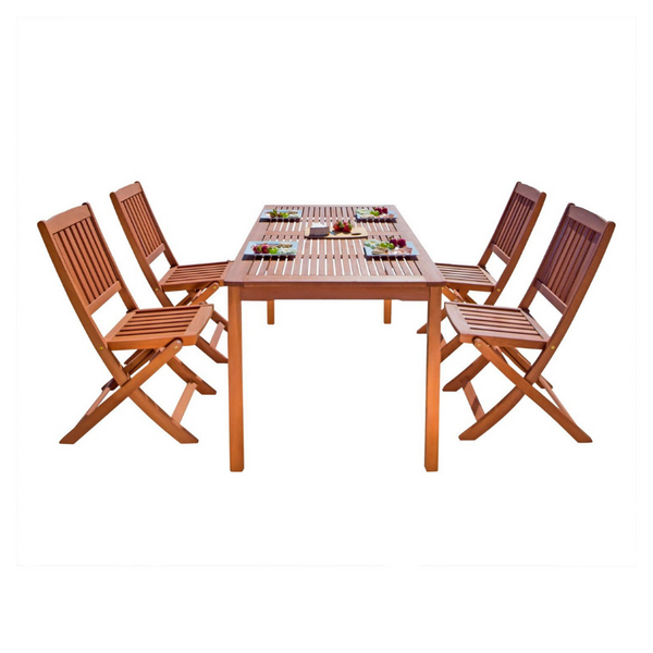 Outdoor Wood 5-Piece Dining Set