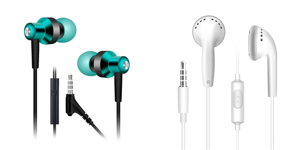 Stereo earbuds with mic and volume control