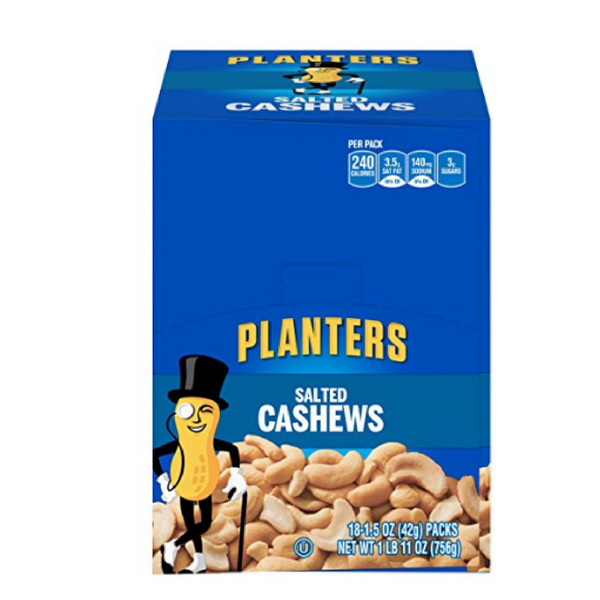 18 single serve Planters salted cashews