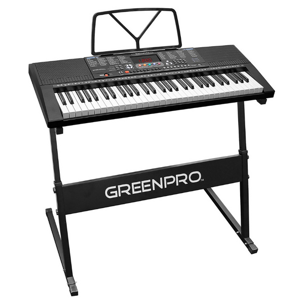Pantalla LED de teclado de piano electrónico portátil de 61 teclas con soporte ajustable