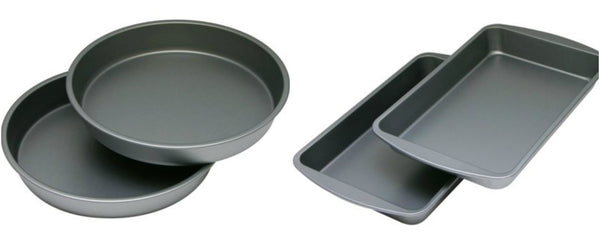 Set of two round and rectangle nonstick pans