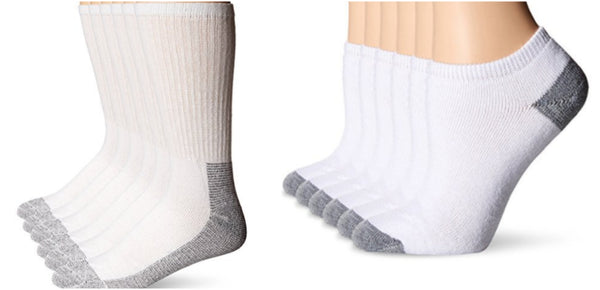 Pack of 6 Fruit Of The Loom no-show and tall crew socks