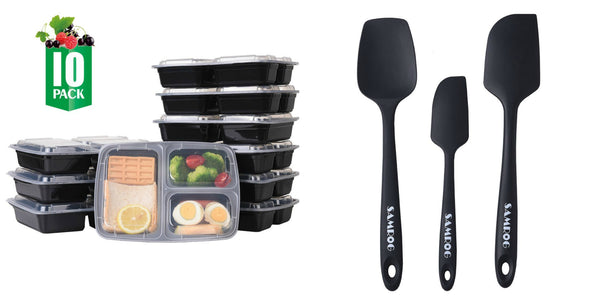 Buy a pack of 10 meal prep containers and get a set of 3 spatulas FREE