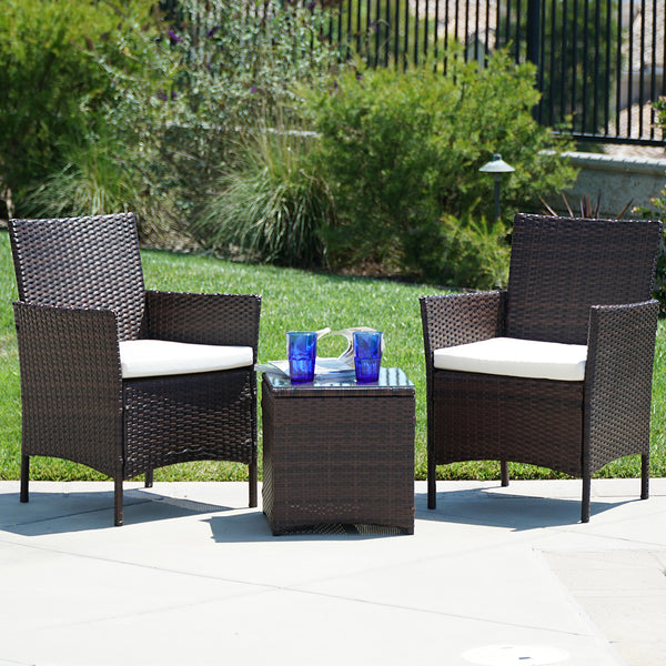 3 Piece Outdoor Patio Wicker Cushion Set