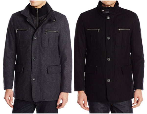 Cole Haan Signature men's wool coat with bib