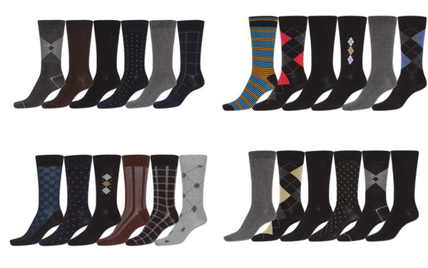 Pack of 6 men's cotton pattern socks
