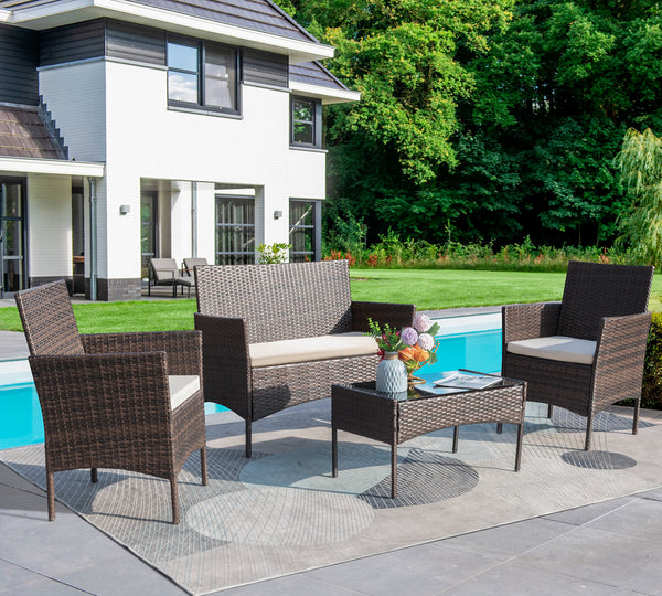 4-Piece Outdoor Patio Conversation Furniture Set
