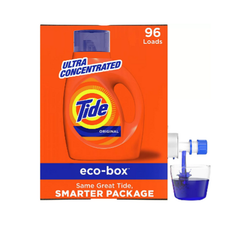 96 cargas Tide Detergente líquido para ropa Jabón Eco-Box