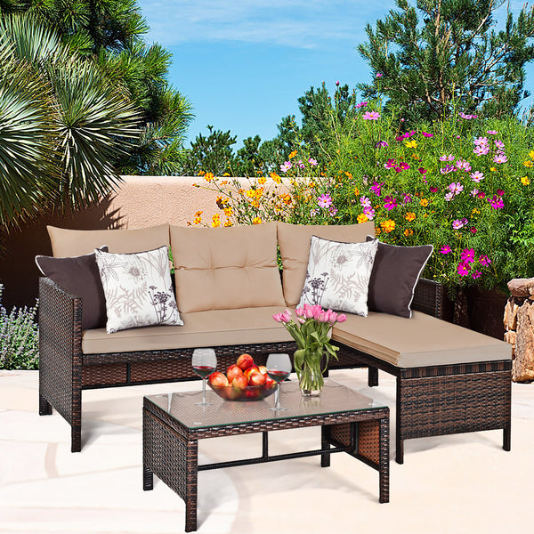 3 Piece Outdoor Sectional Conversation Set