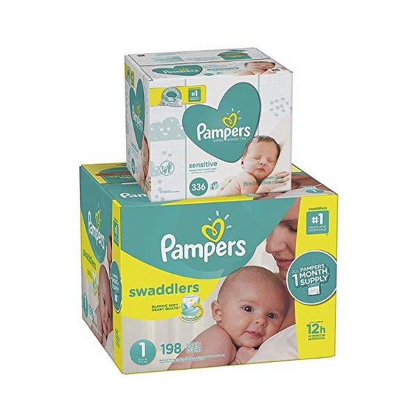 Suministro para un mes Pampers + 336 toallitas húmedas GRATIS