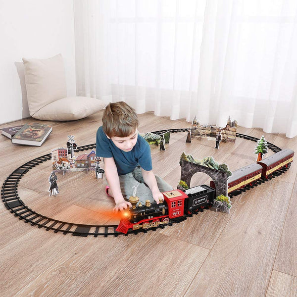 Juego de trenes a pilas con humo, luces y sonidos