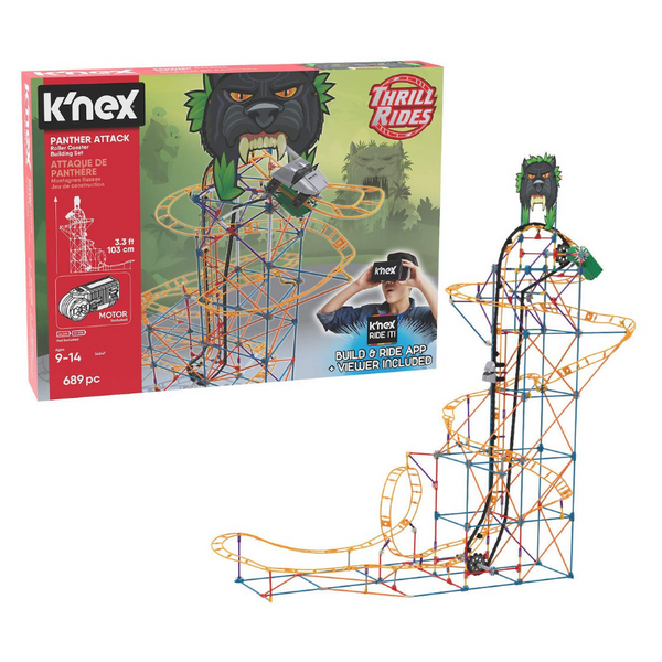 K'nex Thrill Rides – Panther Attack Roller Coaster 690 Piece Building Set