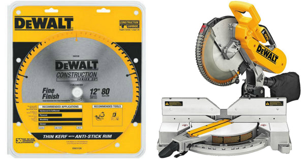 Dewalt Compound Miter Saw with XPS, 12-Inch and Saw Blade with 1-Inch Arbor Combo