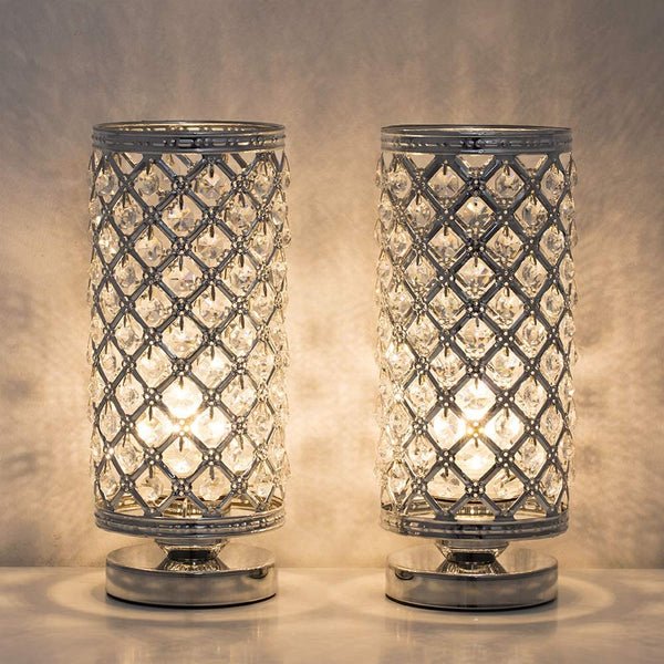 Juego de 2 lámparas de mesa de cristal.