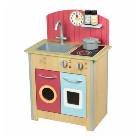 Teamson Kids Little Chef Wooden Kitchen Playset and 4 Play Cooking Accessories
