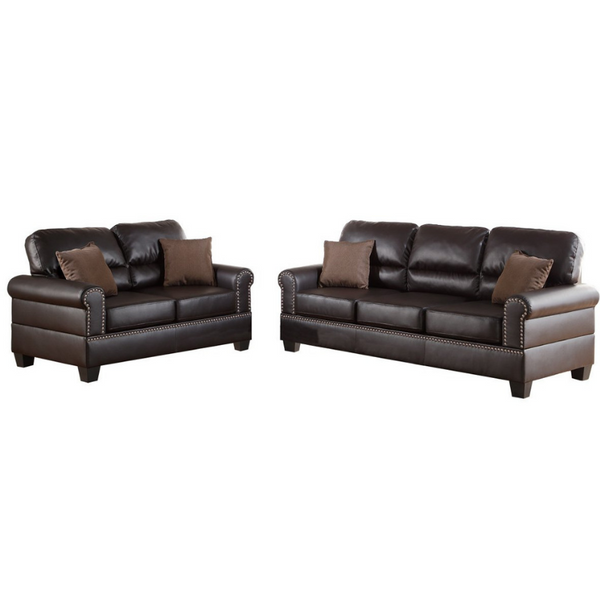 Juego de sofá y loveseat de 2 piezas de cuero regenerado