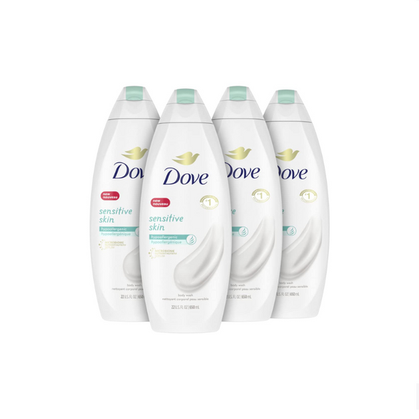 4 Bottles Of Dove Hypoallergenic Body Wash