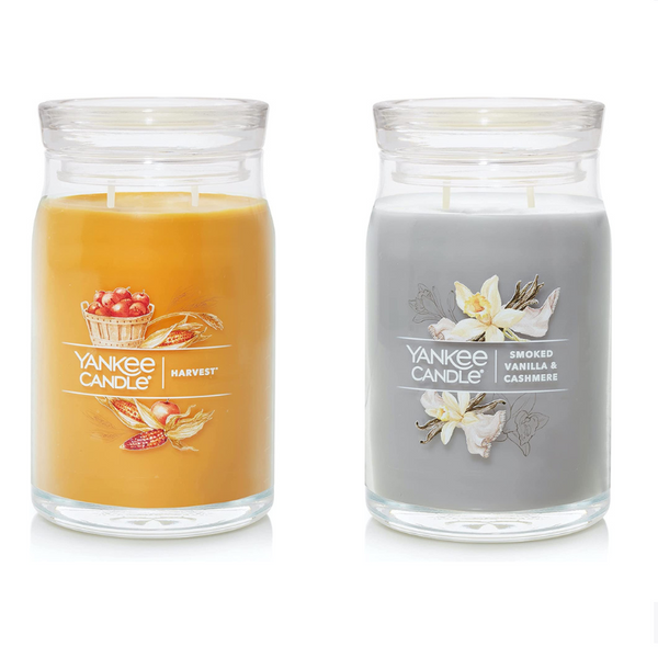 Large Yankee Candle Harvest Or Smoked Vanilla & Cashmere Candles
