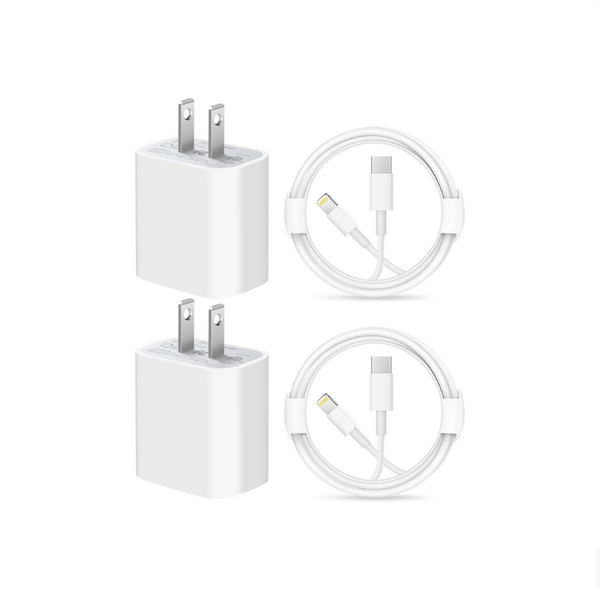 Pack of 2 Super Fast Charging 20W Wall Chargers With Cables