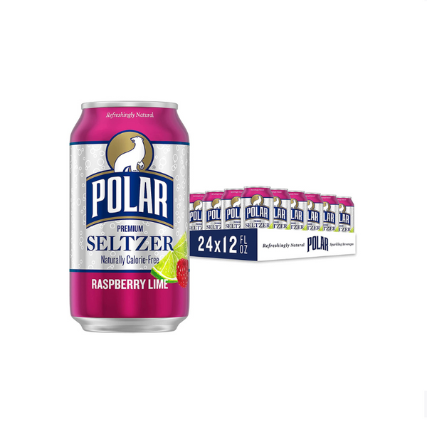24 latas de agua Polar Seltzer frambuesa lima