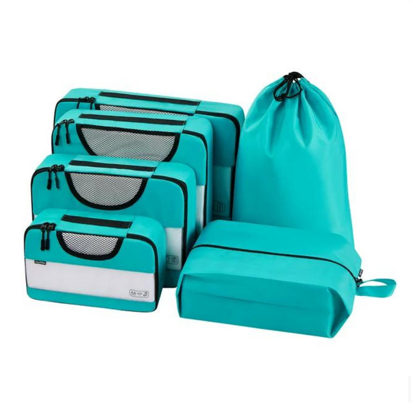 6 Piece Travel Luggage Organizers with Laundry Bag & Shoe Bag
