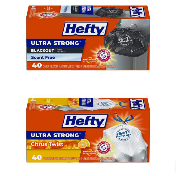 120 Hefty Ultra Strong 13 Gallon Blackout Or White Tall Kitchen Trash Bags