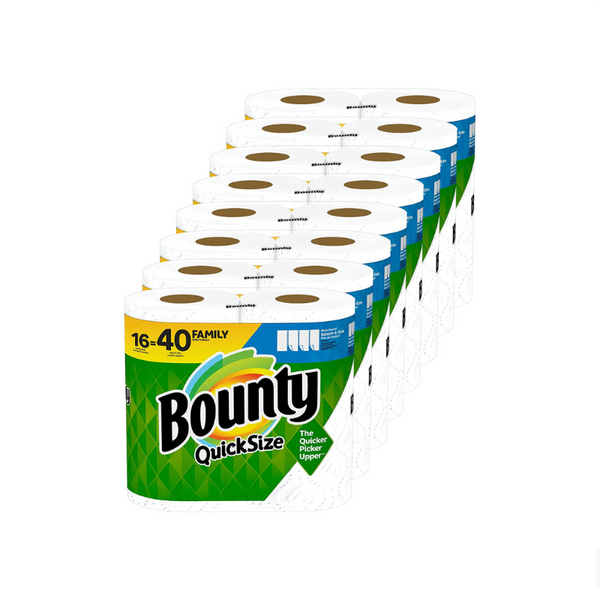 16 rollos familiares = 40 rollos regulares de toallas de papel Bounty Quick Size