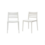 2 Amazon Basics White, Armless Slot-Back Dining Chair-Set