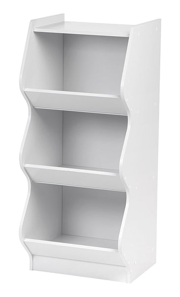Estante de almacenamiento blanco de 3 niveles con borde curvo