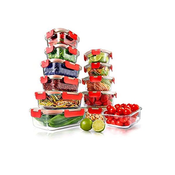 24-Pc NutriChef Glass Food Storage Containers Set – PzDeals