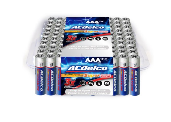 Pack of 100 ACDelco Super Alkaline AAA Batteries