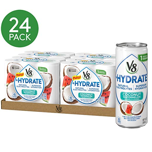 Paquete de 24 bebidas hidratantes a base de plantas V8 + Hydrate de 8 oz