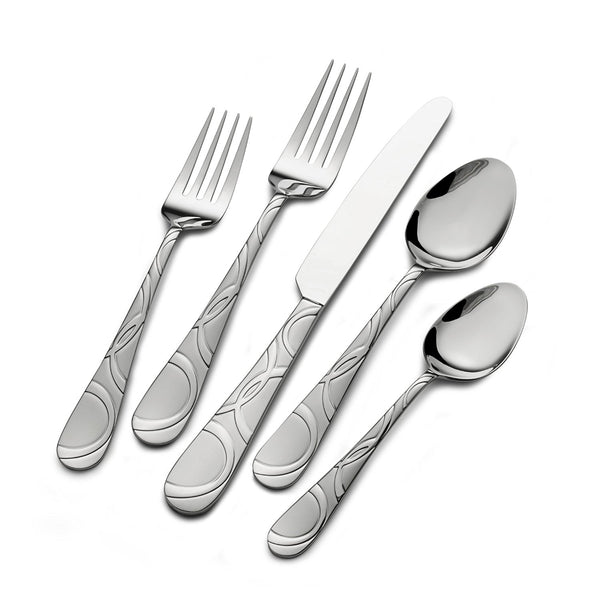 Pfaltzgraff Everyday Garland Frost 53-Piece Stainless Steel Flatware Set, Service for 8
