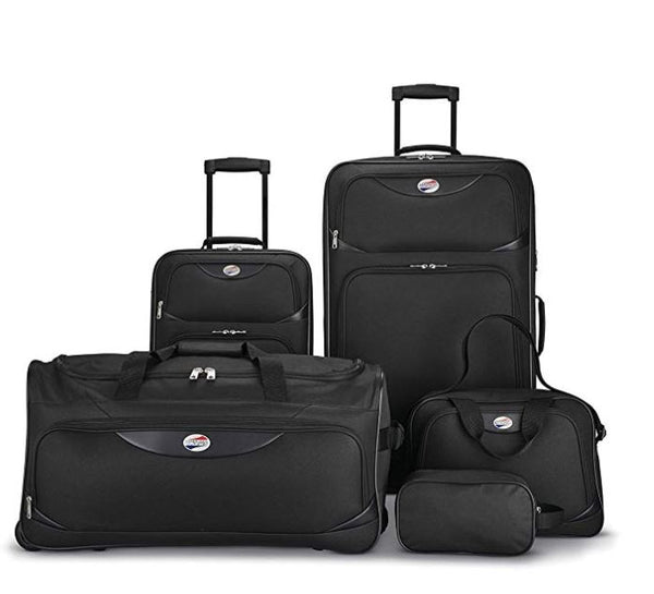 American Tourister Softside de 5 piezas, color negro