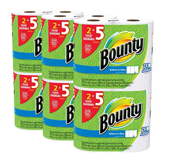 12 huge rolls of Bounty paper towels