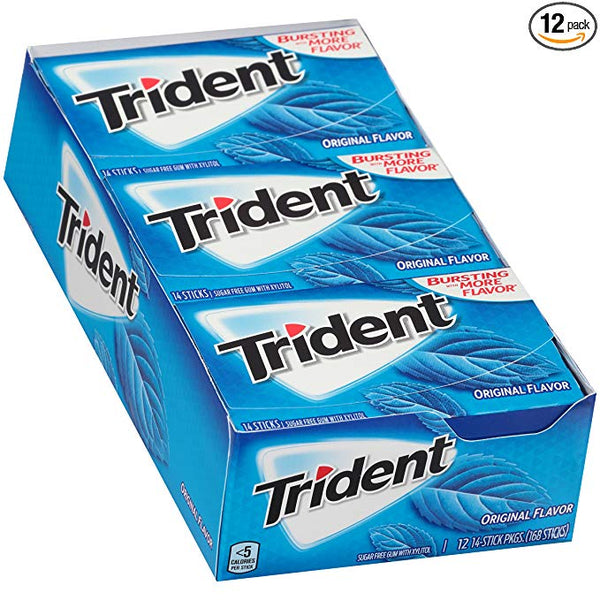 Trident Original Flavor Sugar Free Gum - with Xylitol - 12 Packs (168 Pieces Total)