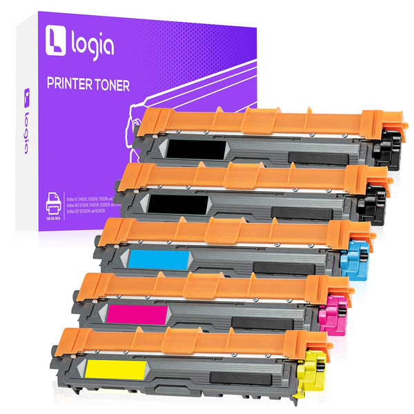 Logia 5-Pack Printer Toner Cartridge Replacement for Brother TN221 & TN225 Models
