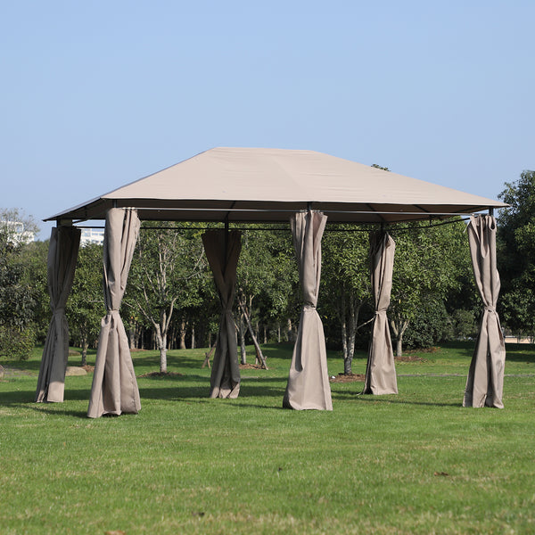 Carpa con dosel para pabellón, cenador para patio al aire libre con cortinas, 10' x 13'