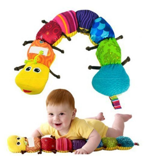 Juguete musical colorido para bebé con forma de gusano