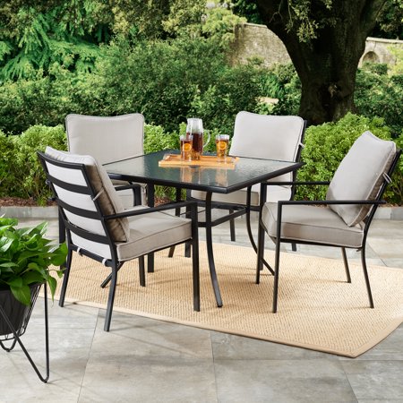 Juego de comedor para patio al aire libre de 5 piezas con cojines en oferta