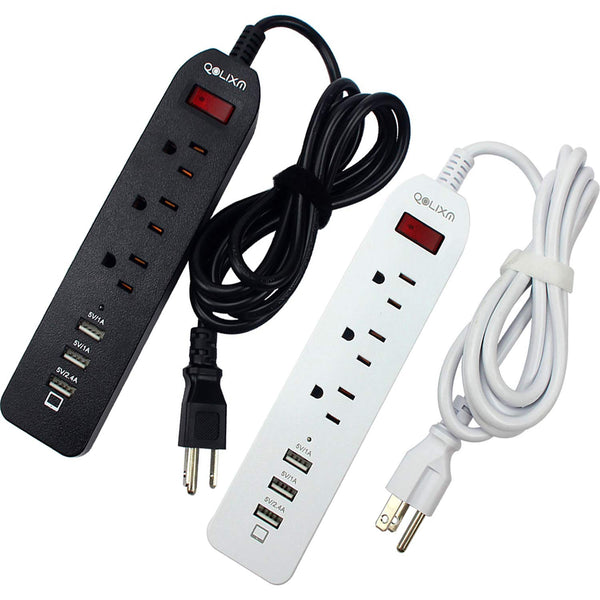 Set Of 2 Heavy Duty  Smart USB Charge Ports 3 AC Outlets Power Strips