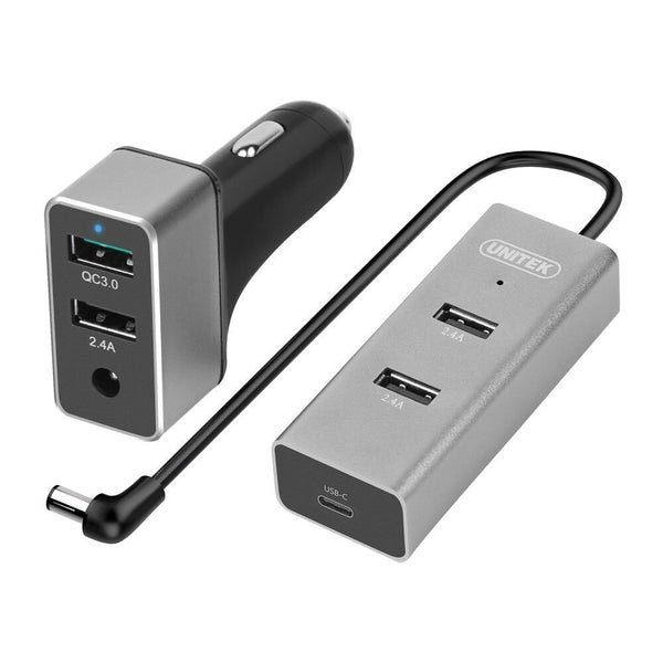 Cargador dual para automóvil certificado Quick Charge 3.0 Qualcomm + concentrador USB de 3 puertos