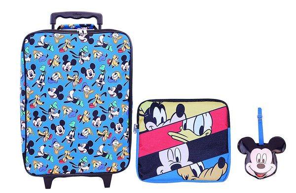 Disney Boys' Mickey 3 Pc Luggage Set, Blue