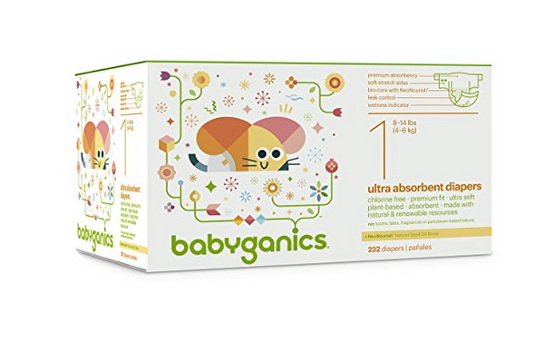 Babyganics Diapers - Size 1, 2, 3, 4, & 6