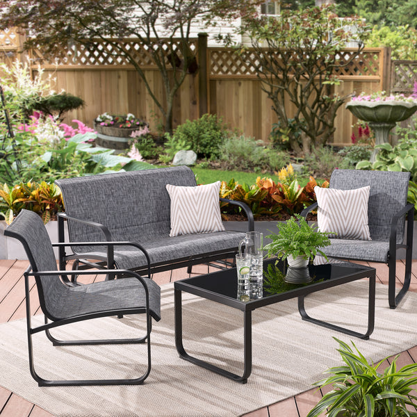 4-Piece Outdoor Patio Glider Set with Cushions