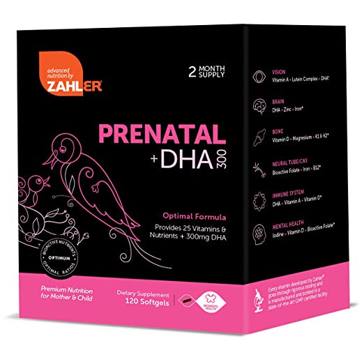Pack De 120 Zahler Prenatal DHA, Vitaminas Prenatales Premium Para La Madre Y El Niño