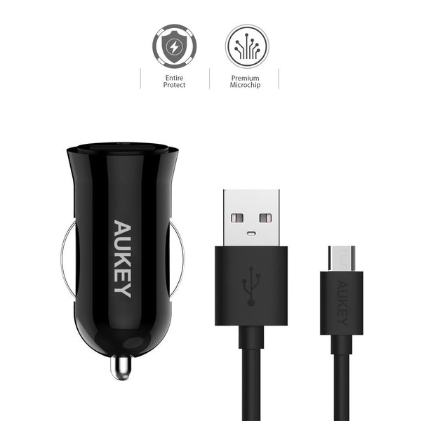 USB car charger with micro USB cable