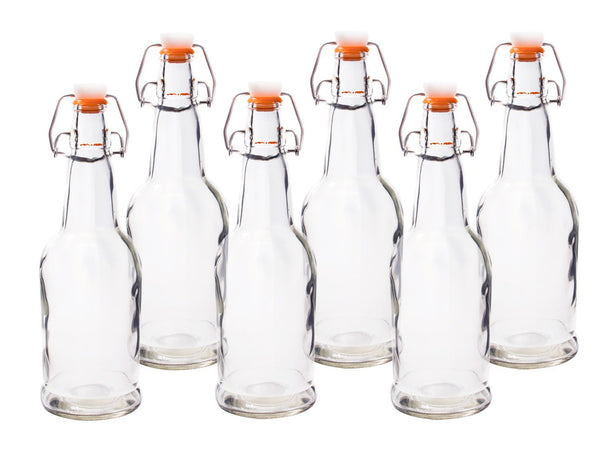 Pack of 6 glass beer bottles